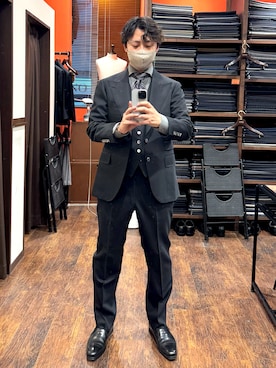 「アイテム（スーツセット）」を使った、kulabass1989さん（メンズ・173cm）の秋コーディネート