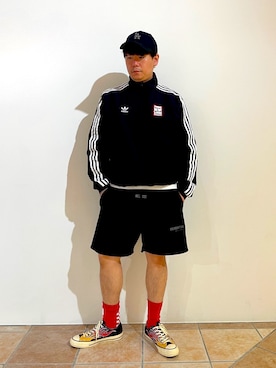 「FOG ESSENTIALS（エフオージーエッセンシャルズ）のアイテム（パンツ）」を使った、清野さん（メンズ・174cm）の春コーディネート