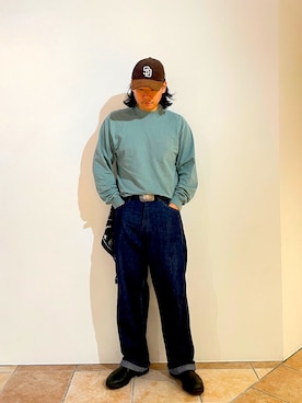 「ISAMU KATAYAMA BACKLASH（イサムカタヤマバックラッシュ）のアイテム」を使った、清野さん（メンズ・175cm）の秋コーディネート