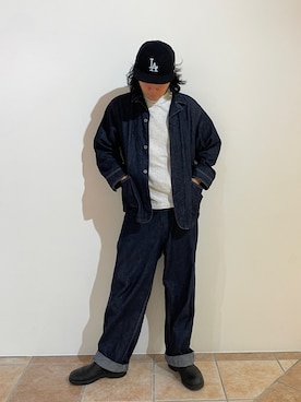 「アイテム（カバーオール）」を使った、清野さん（メンズ・174cm）の秋コーディネート