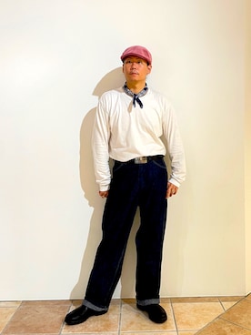 「アイテム（ハンチング/ベレー帽）」を使った、清野さん（メンズ・175cm）の秋コーディネート