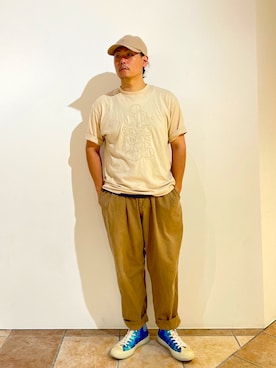 「arth（アース）のアイテム（キャップ）」を使った、清野さん（メンズ・175cm）の夏コーディネート