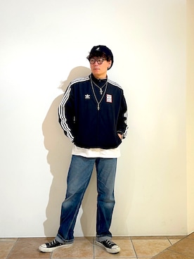 「KANGOL（カンゴール）のアイテム（帽子）」を使った、清野さん（メンズ・174cm）の春コーディネート