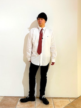 「OVERRIDE（オーバーライド）のアイテム」を使った、清野さん（メンズ・174cm）の夏コーディネート