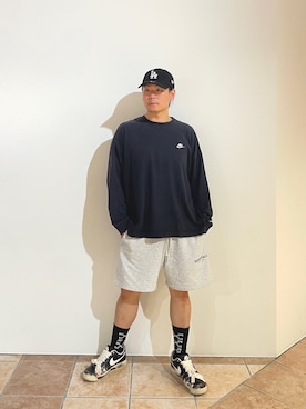「アイテム（スウェットパンツ）」を使った、清野さん（メンズ・175cm）の夏コーディネート