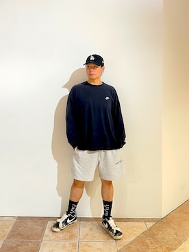 「FOG ESSENTIALS（エフオージーエッセンシャルズ）のアイテム（パンツ）」を使った、清野さん（メンズ・175cm）の夏コーディネート