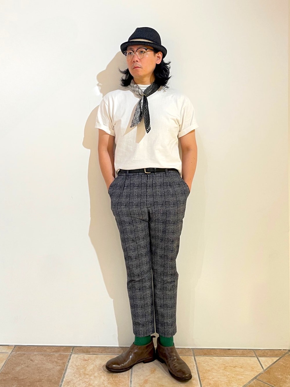「OVERRIDE、override 、override新潟、帽子、帽子コーデ、ハット、ハットコーデ、Johnbull Private labo、BEAMS、大人カジュアル、大人コーデ、ootd」｜「OVERRIDEのOVERRIDE  MIX BRAID FEDORA / オーバーライド（ハット、ブラック系）」を使った、清野さん（メンズ・175cm）の夏コーディネートの1枚目の写真