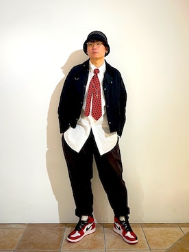 「Barbour（バブアー）のアイテム（ジャケット/アウター）」を使った、清野さん（メンズ・174cm）の春コーディネート