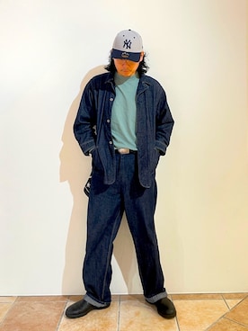 「アイテム（カバーオール）」を使った、清野さん（メンズ・175cm）の秋コーディネート