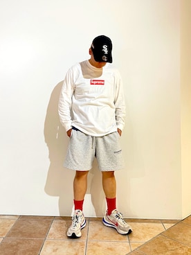 「NEW ERA（ニューエラ）の【別注】NEW ERA  940 MLB（キャップ）」を使った、清野さん（メンズ・175cm）の夏コーディネート