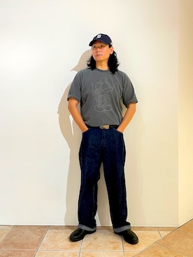 「ISAMU KATAYAMA BACKLASH（イサムカタヤマバックラッシュ）のアイテム」を使った、清野さん（メンズ・175cm）の夏コーディネート