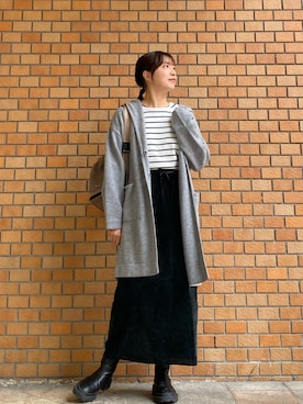 「KATHARINE ROSS（キャサリンロス）のアイテム（ノーカラーコート）」を使った、sh723さん（レディース・165cm）の秋コーディネート