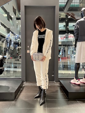 「秋先取りコーデ」｜「アイテム（スウェットパンツ）」を使った、むぎちゃさん（レディース・163cm）の夏コーディネート