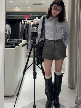 「mline（エムライン）のアイテム（トップス）」を使った、莉央さん（レディース・159cm）の春コーディネート
