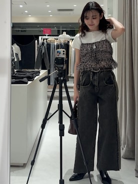 「mline（エムライン）のアイテム（トップス）」を使った、莉央さん（レディース・159cm）の春コーディネート