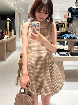 「アイテム（ワンピース）」を使った、莉央さん（レディース・159cm）の夏コーディネート