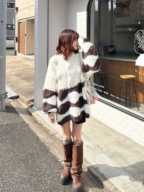 ぽこぽこウェーブニット