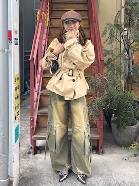 「RAY CASSIN（レイカズン）のアイテム（帽子）」を使った、莉央さん（レディース・159cm）の秋コーディネート