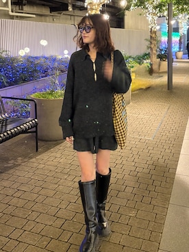 「mline（エムライン）のアイテム」を使った、莉央さん（レディース・159cm）の冬コーディネート