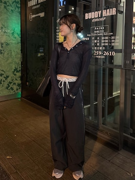 「mystic（ミスティック）の【万能インナー/嬉しい6色展開】パット付きショートキャミソール2（キャミソール）」を使った、莉央さん（レディース・159cm・20代）の秋コーディネート