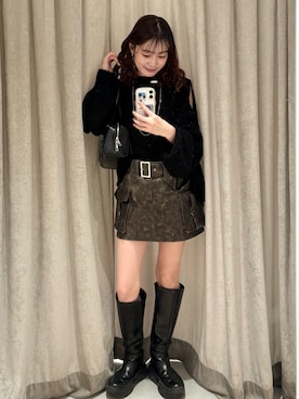 「mline（エムライン）のアイテム」を使った、莉央さん（レディース・159cm）の冬コーディネート