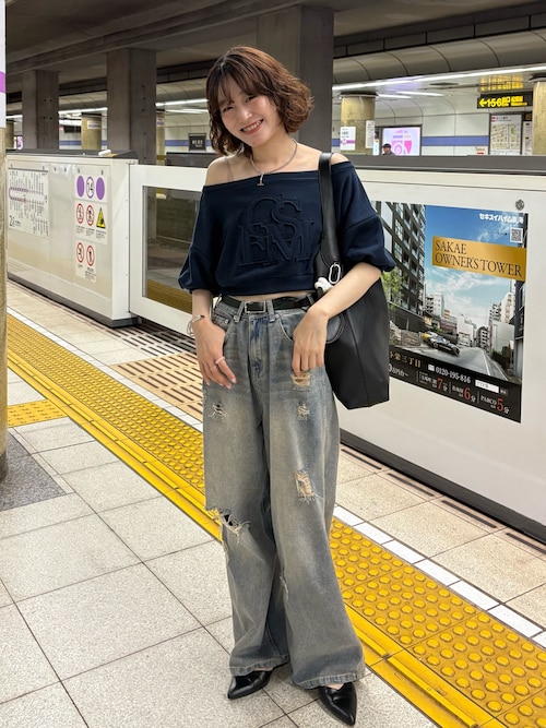 セール】[mline]クラッシュダメージデニム（デニムパンツ