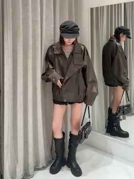 「RAY CASSIN（レイカズン）のアイテム（バッグ）」を使った、莉央さん（レディース・159cm）の秋コーディネート