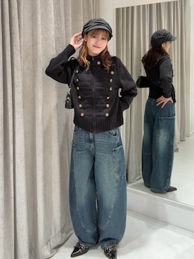 「RAY CASSIN（レイカズン）のアイテム（帽子）」を使った、莉央さん（レディース・159cm）の秋コーディネート