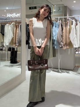 「mline（エムライン）のアイテム」を使った、莉央さん（レディース・159cm）の春コーディネート