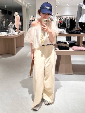 「チョーカートップス」｜莉央さん（レディース・159cm）の春コーディネート