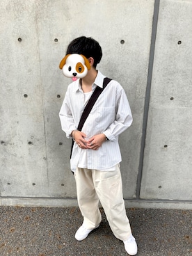 「LIDNM（リドム）のアイテム（カーゴパンツ）」を使った、ヤー君さん（メンズ・164cm）の春コーディネート