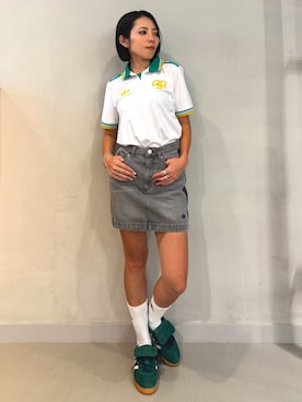 「アイテム（デニムスカート、グレー系）」を使った、KYさん（レディース・157cm）の夏コーディネート