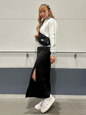 「クロップドトップス」｜「アイテム（ブルゾン）」を使った、SEさん（レディース・160cm）の秋コーディネート