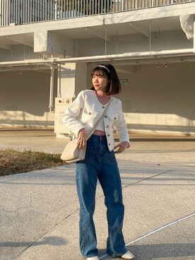 「NET（ネット）のアイテム（バッグ）」を使った、JULYさん（レディース・155cm）の春コーディネート