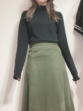 「JEANASIS（ジーナシス）のアイテム（スカート、グリーン系）」を使った、ronachan0930さん（レディース・152cm）の冬コーディネート