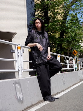 「MANASTASH（マナスタッシュ）のアイテム（Tシャツ/カットソー）」を使った、Royさん（メンズ・179cm）の夏コーディネート