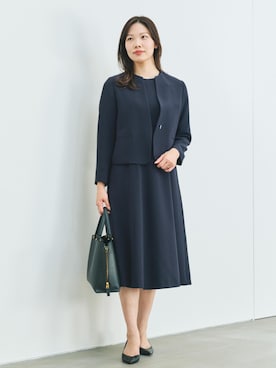 「ROPE'（ロペ）のトリアセダブルクロス セミフレアーワンピース/イージーケア・セットアップ対応・26SS（ワンピース）」を使った、FUYUKIさん（レディース・167cm）の冬コーディネート