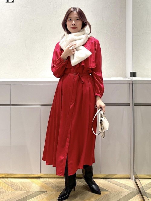 ギャザーヨークサテンドレス（ワンピース）｜ROPE'（ロペ）の