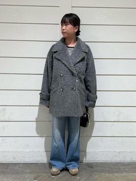 「アイテム（ピーコート）」を使った、エモリさん（レディース・157cm）の冬コーディネート