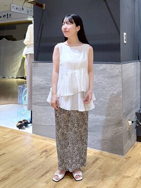 「A part by（アパートバイ）のプリーツイージータイトスカート2≪追加4≫（スカート）」を使った、moriさん（レディース・148cm）の夏コーディネート