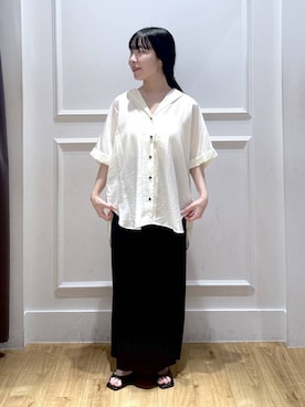 「A part by（アパートバイ）のプリーツイージータイトスカート2（スカート、ブラック系）」を使った、moriさん（レディース・148cm）の春コーディネート