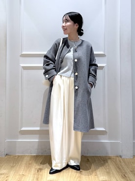 「アイテム（ノーカラーコート）」を使った、moriさん（レディース・148cm）の秋コーディネート