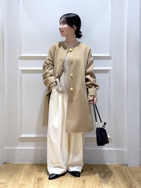 「アイテム（ノーカラーコート）」を使った、moriさん（レディース・148cm）の秋コーディネート