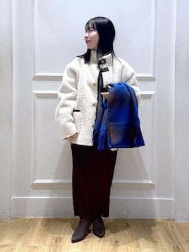 「アイテム（ストール/ショール）」を使った、moriさん（レディース・148cm）の冬コーディネート