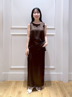 「A part by（アパートバイ）のポインテッドスリットミュール（その他シューズ、ホワイト系）」を使った、moriさん（レディース・148cm）の夏コーディネート