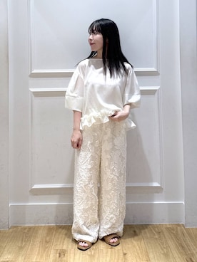 「A part by（アパートバイ）のフェイクスウェードサンダル（サンダル、ブラウン系）」を使った、moriさん（レディース・148cm）の春コーディネート