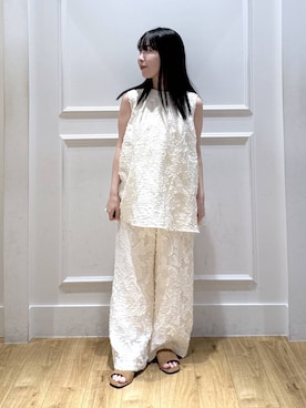 「A part by（アパートバイ）のフェイクスウェードサンダル（サンダル、ブラウン系）」を使った、moriさん（レディース・148cm）の春コーディネート