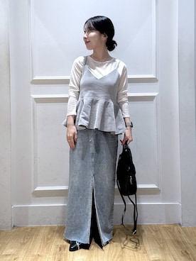 「アイテム（デニムスカート）」を使った、moriさん（レディース・148cm・20代）の秋コーディネート