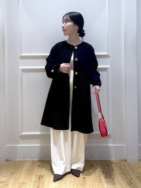 「アイテム（ノーカラーコート）」を使った、moriさん（レディース・148cm）の秋コーディネート