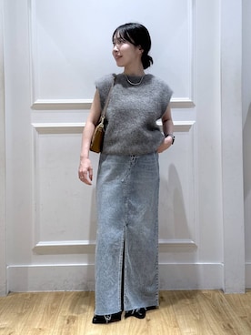 「アイテム（デニムスカート）」を使った、moriさん（レディース・148cm）の秋コーディネート
